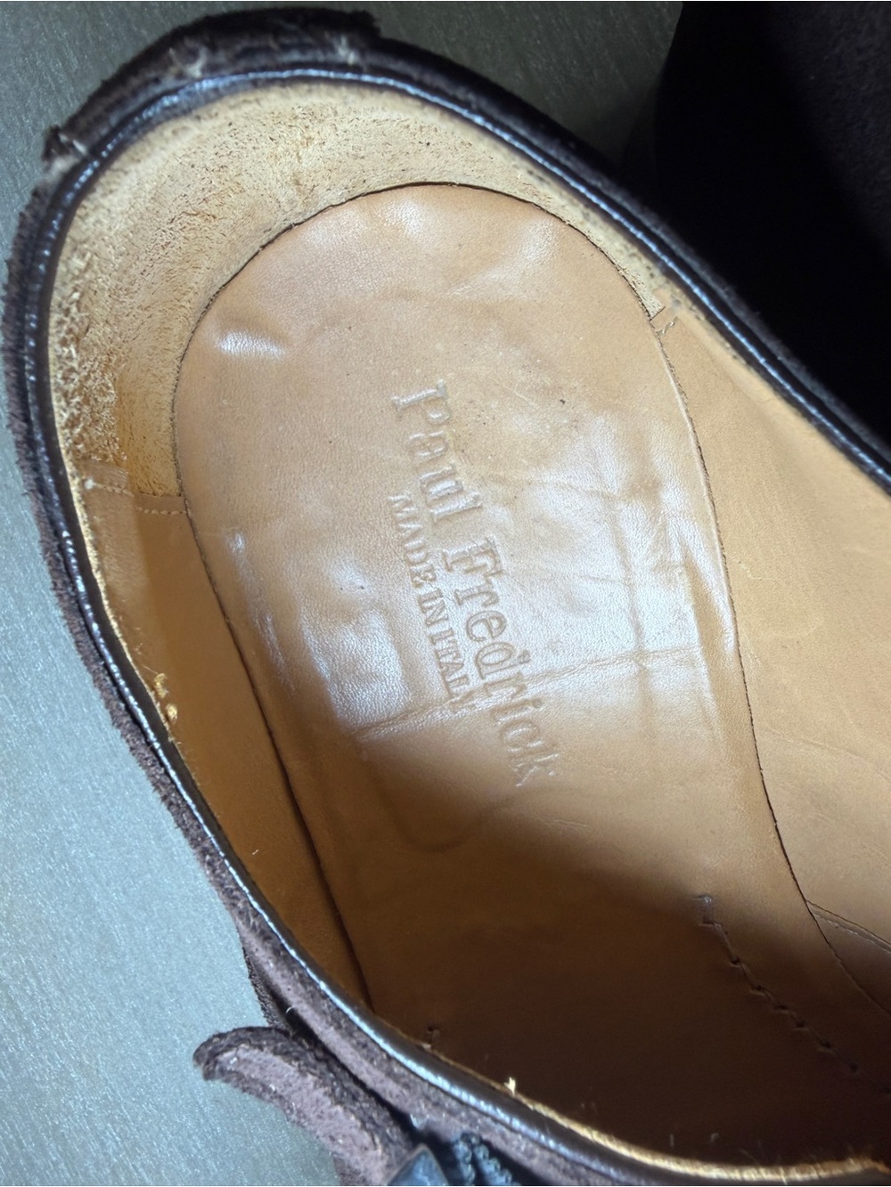 Paul Fredrick Brown Suede Double Monk Strap Shoes Men’s Size 8.5 Made In Italy - Picture 12 of 13
